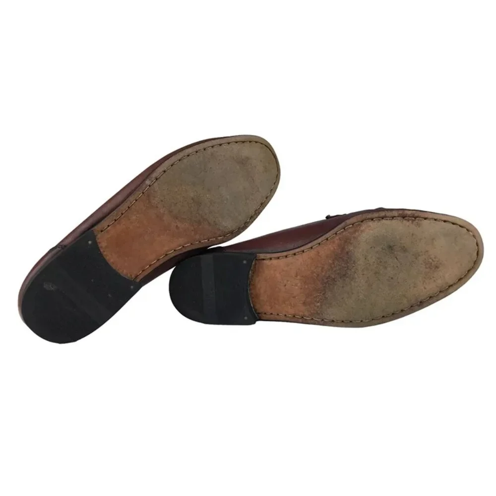 Florsheim Mens Brown Leather Almond Toe Slip on‎ Classic Moccasin Size US 8D